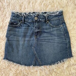 Paige denim mini skirt raw hem zip up blue size 25 cotton lyocell
